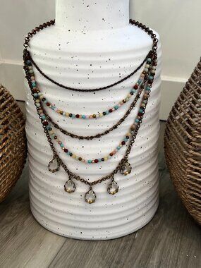 Bohemian multi-strand layered necklace